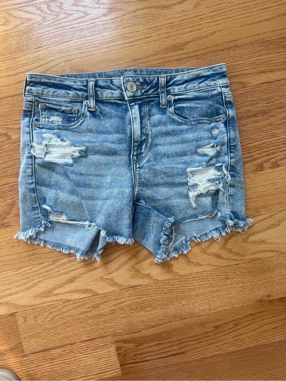 American Eagle Outfitters Light Wash Distressed Denim Shorts